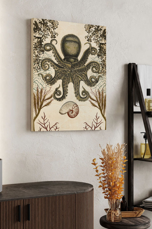 Antiquarian Menagerie - Octopus Wood Art Print - Oakavia