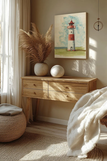 Watercolor Lighthouse II Wood Art Print - Oakavia