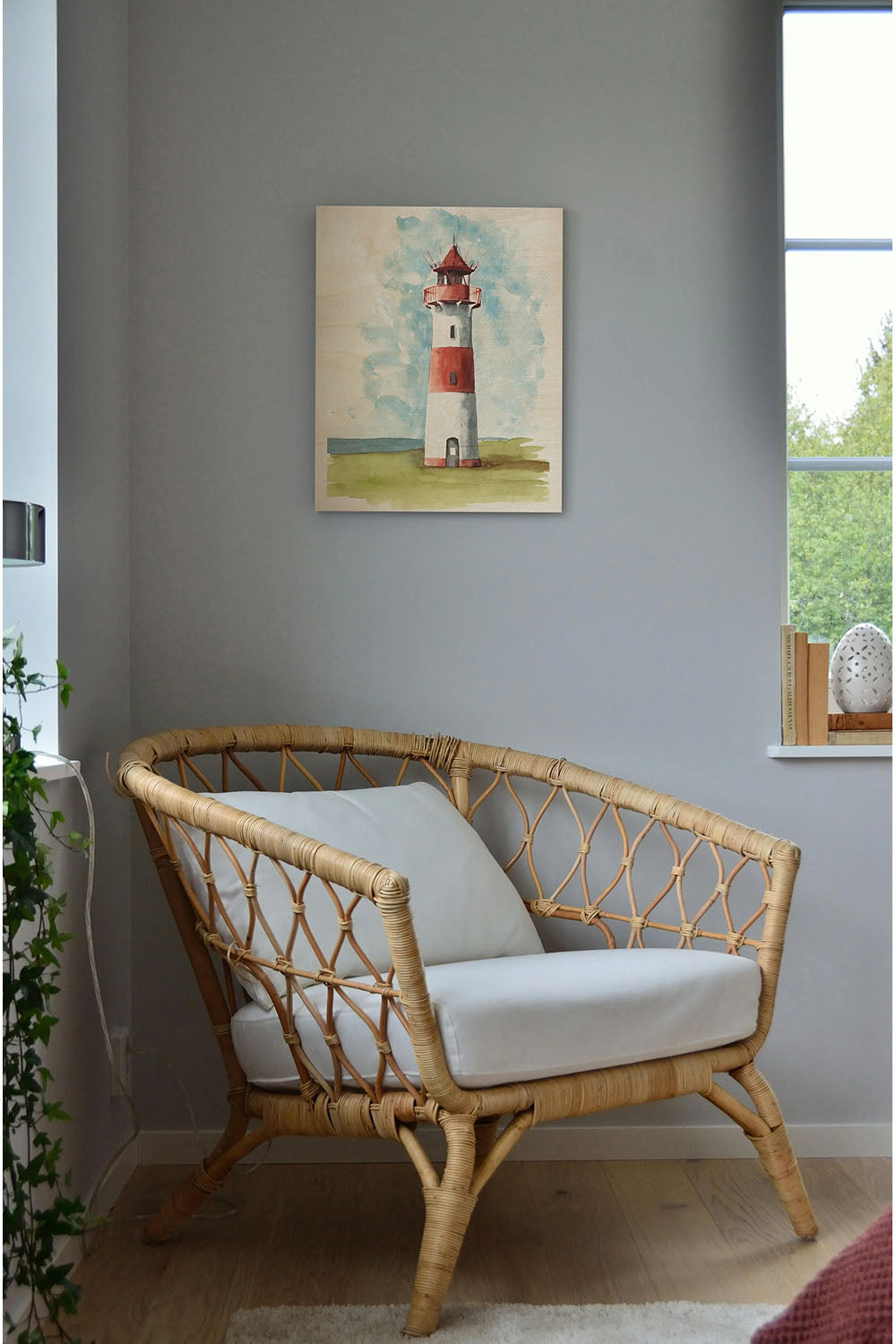Watercolor Lighthouse II Wood Art Print - Oakavia