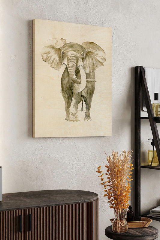 Baby Elephant I Wood Art Print - Oakavia