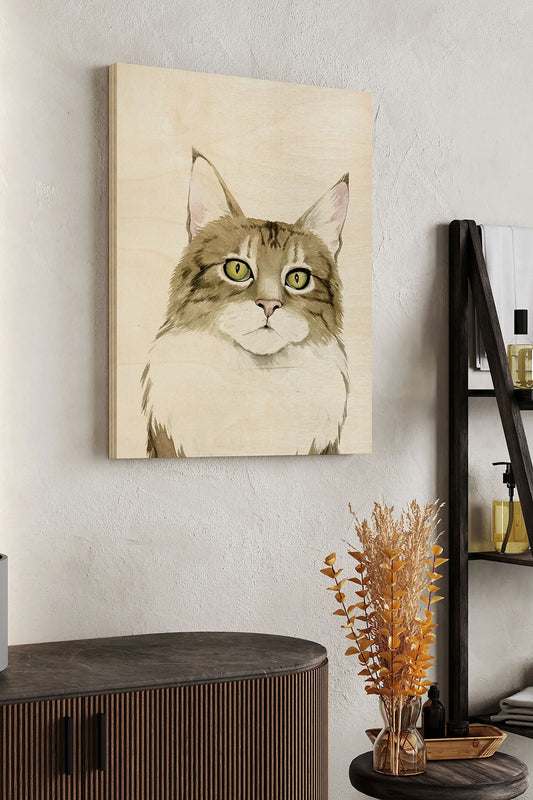 Cat Portrait IV Wood Art Print - Oakavia