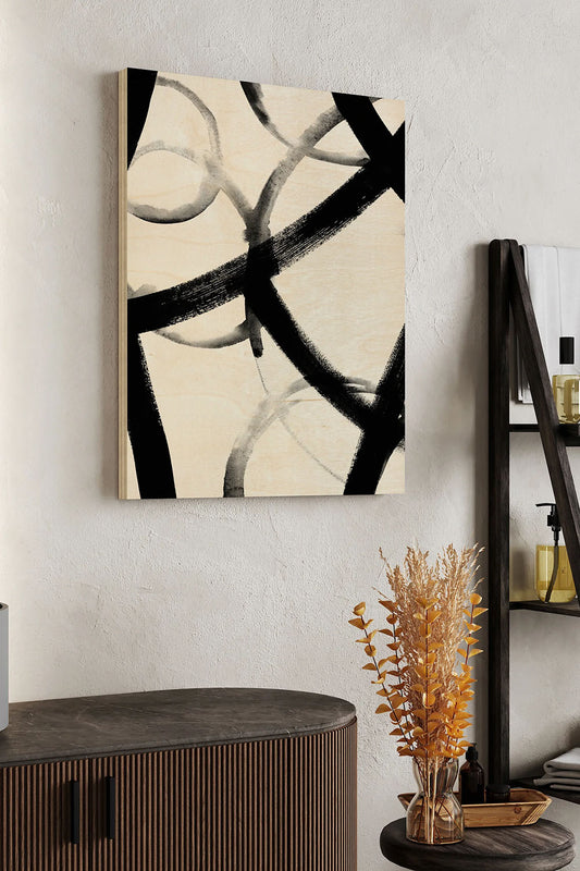 Monochrome Ripple I Wood Art Print - Oakavia