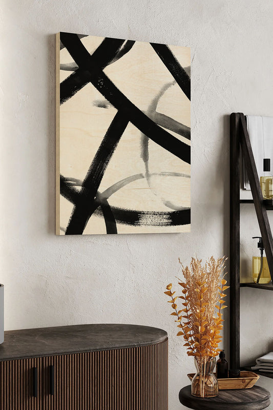 Monochrome Ripple II Wood Art Print - Oakavia