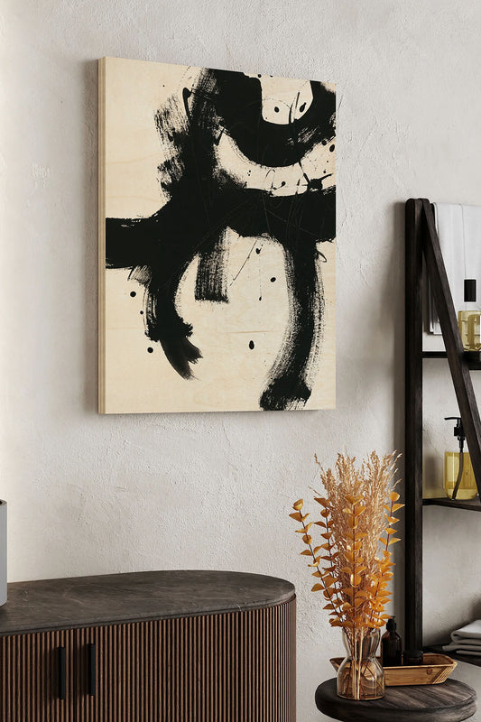 Onyx Gesture I Wood Art Print - Oakavia