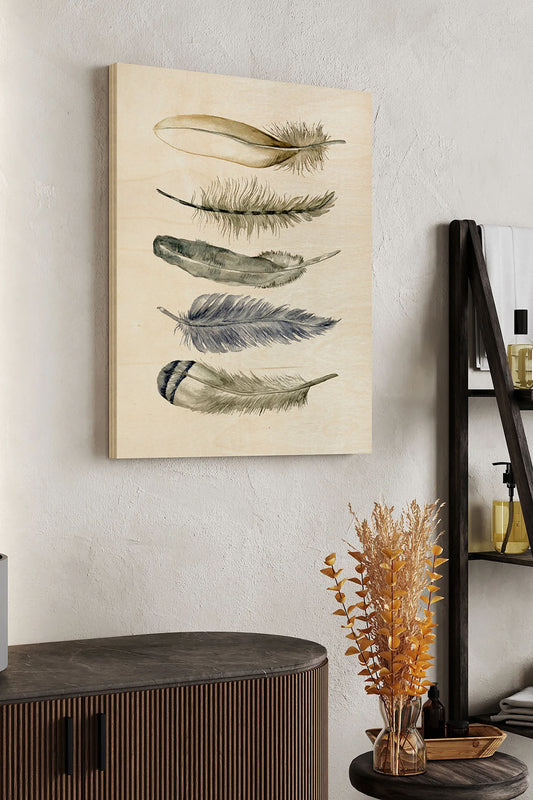 Tribal Feather II Wood Art Print - Oakavia