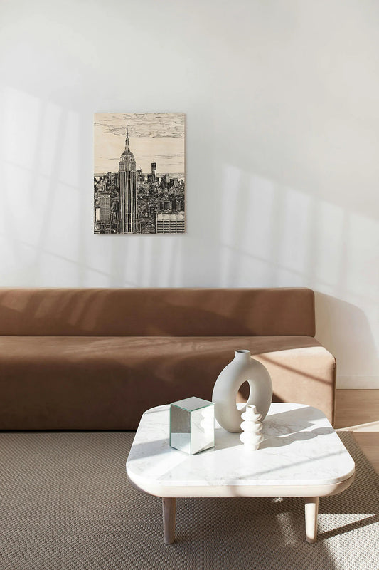 B&W US Cityscape-NYC Wood Art Print - Oakavia