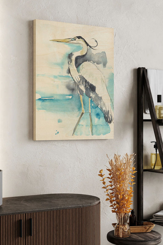 Heron Splash II Wood Art Print - Oakavia