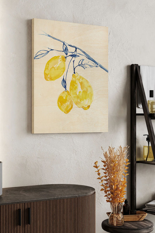 Watercolor Lemons II Wood Art Print - Oakavia