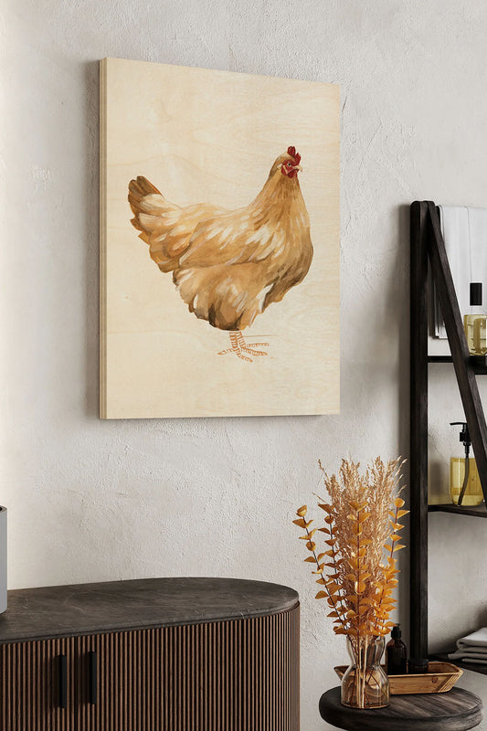 Autumn Chicken I Wood Art Print - Oakavia