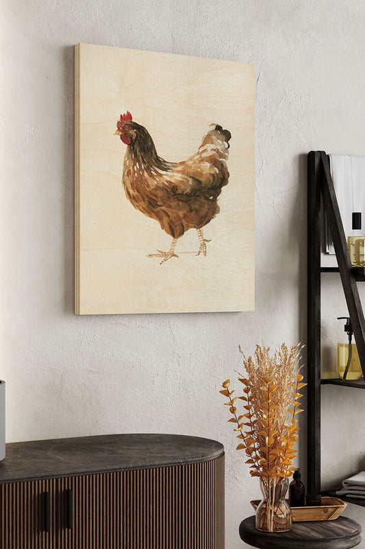 Autumn Chicken IV Wood Art Print - Oakavia