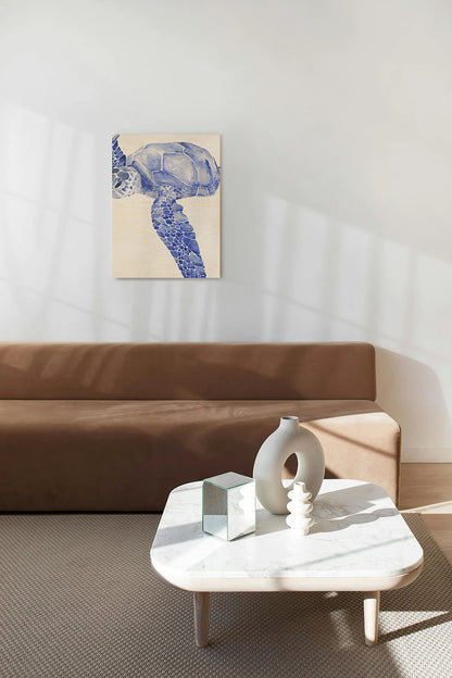Ultramarine Sea Turtle I Wood Art Print - Oakavia