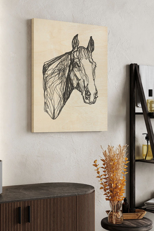Equine Contour I Wood Art Print - Oakavia