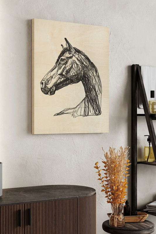 Equine Contour IV Wood Art Print - Oakavia