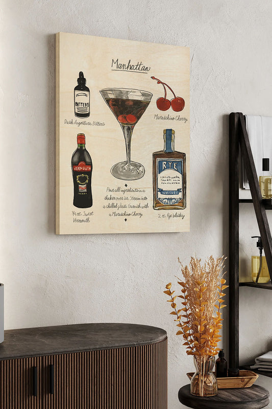 Classic Cocktail - Manhattan Wood Art Print - Oakavia