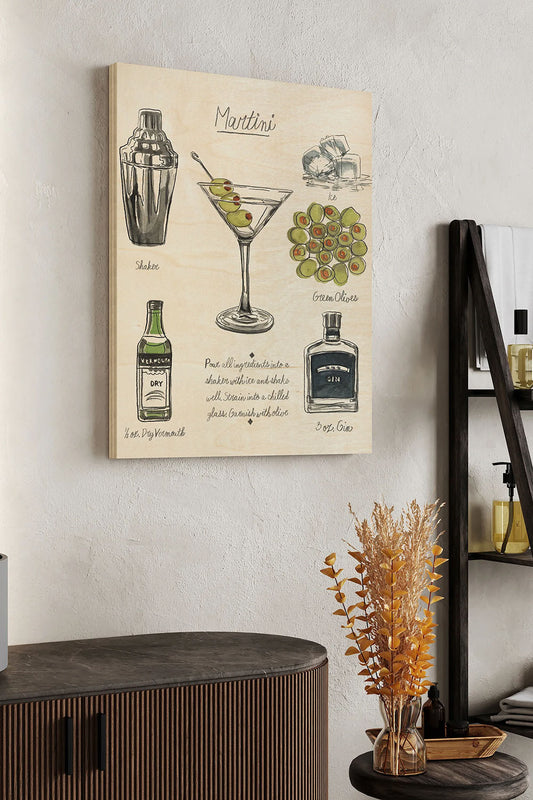 Classic Cocktail - Martini Wood Art Print - Oakavia