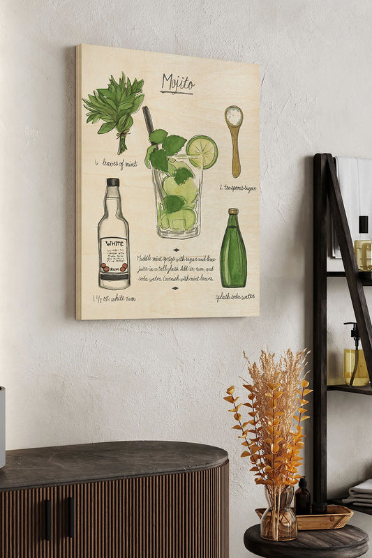 Classic Cocktail - Mojito Wood Art Print - Oakavia