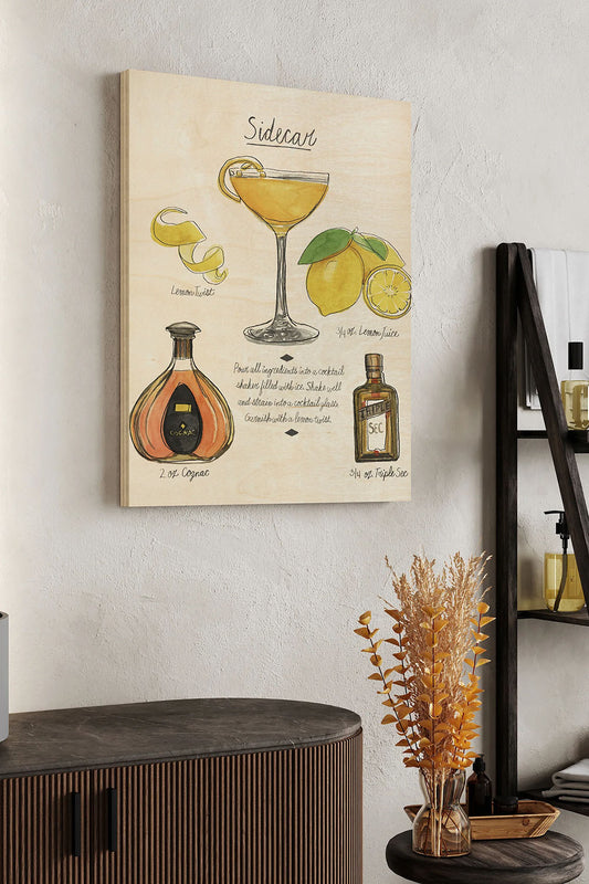 Classic Cocktail - Sidecar Wood Art Print - Oakavia