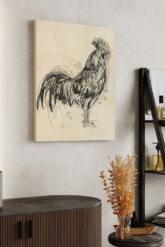 Feathered Fowl III Wood Art Print - Oakavia