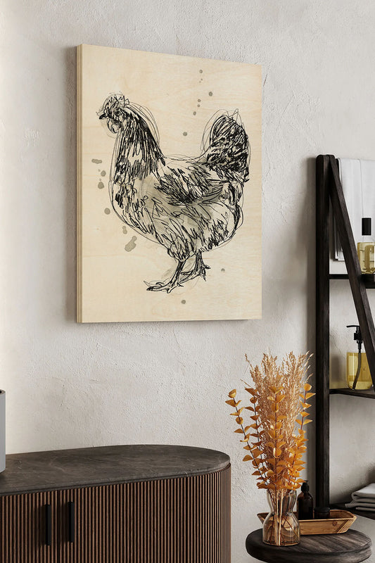 Feathered Fowl IV Wood Art Print - Oakavia
