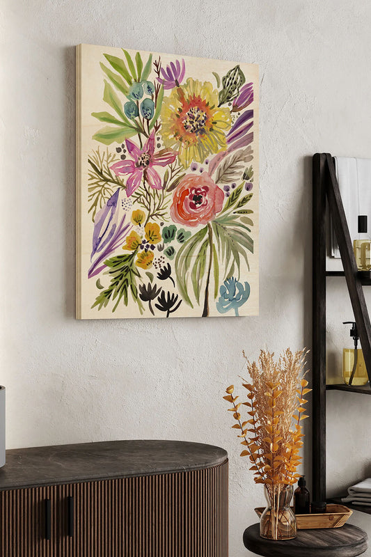 Happy Flowers II Wood Art Print - Oakavia