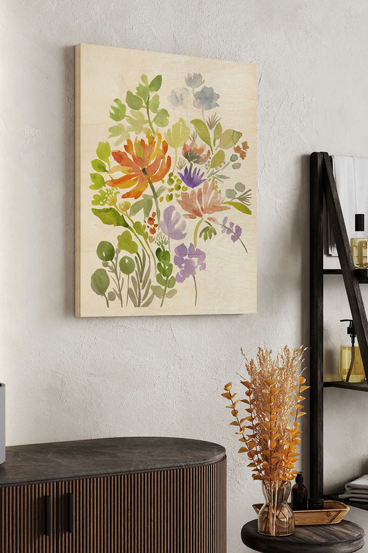 Happy Flowers III Wood Art Print - Oakavia