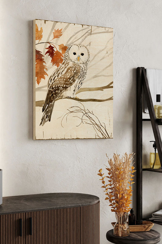 Harvest Owl I Wood Art Print - Oakavia