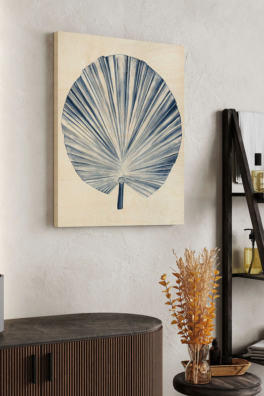 Indigo Tropical Leaves IV Wood Art Print - Oakavia