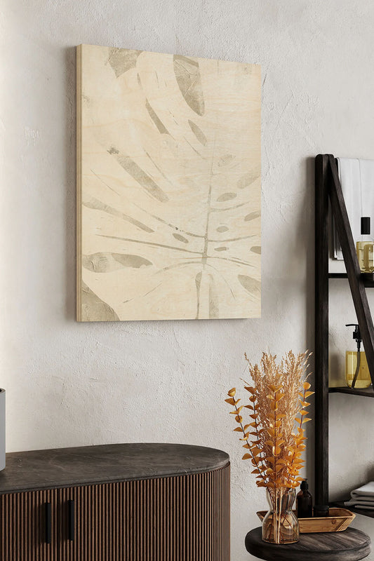 Linen Tropical Silhouette I Wood Art Print - Oakavia