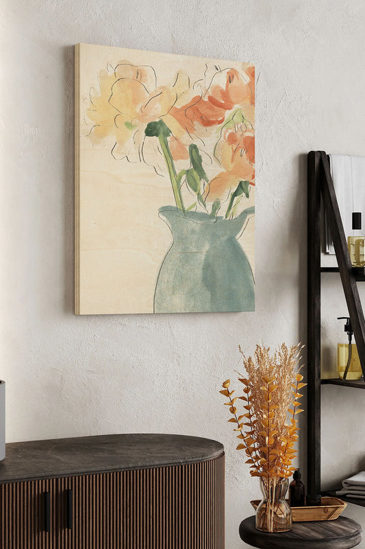 Soft Posy Sketch III Wood Art Print - Oakavia