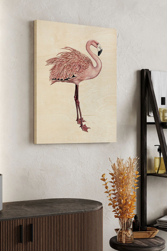 Striking Flamingo I Wood Art Print - Oakavia