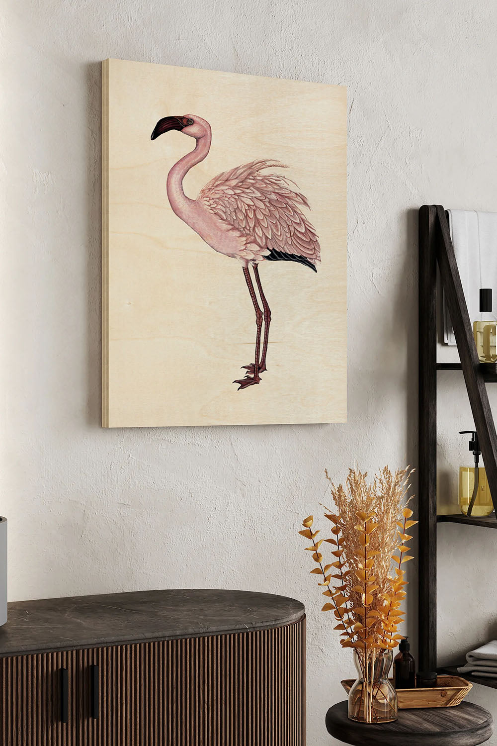Striking Flamingo II Wood Art Print - Oakavia