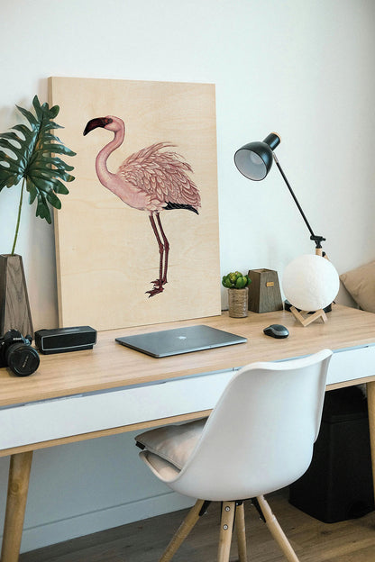 Striking Flamingo II Wood Art Print - Oakavia
