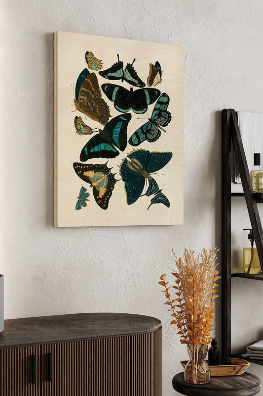 Blue Butterfly Study Wood Art Print - Oakavia