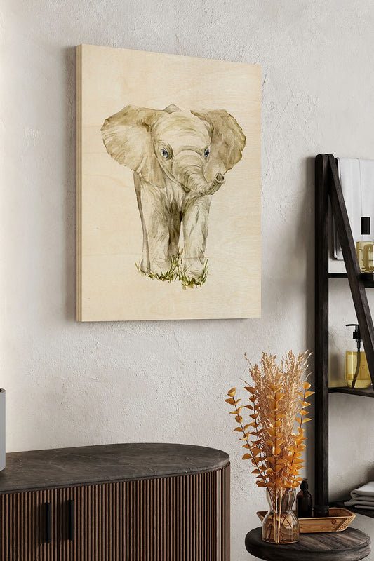 Baby Elephant II Wood Art Print - Oakavia