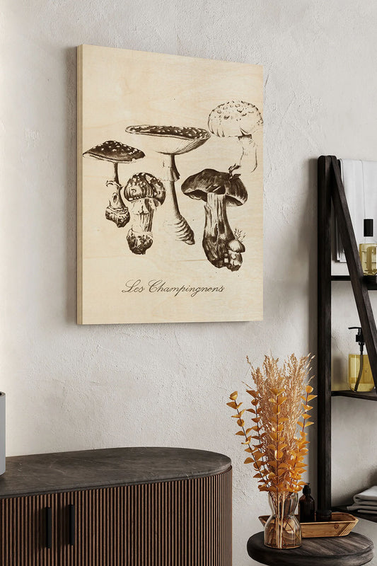 Les Champignons I Wood Art Print - Oakavia