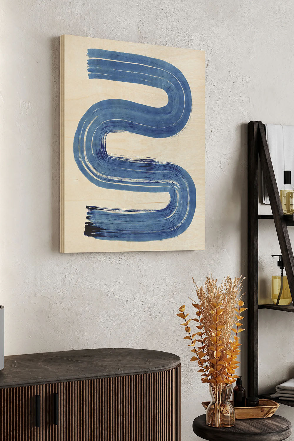 Blue Swish II Wood Art Print - Oakavia