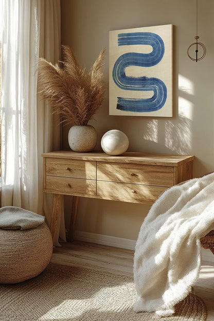 Blue Swish II Wood Art Print - Oakavia