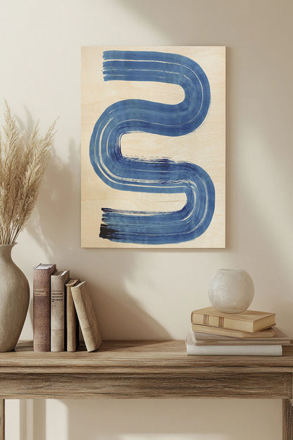 Blue Swish II Wood Art Print - Oakavia