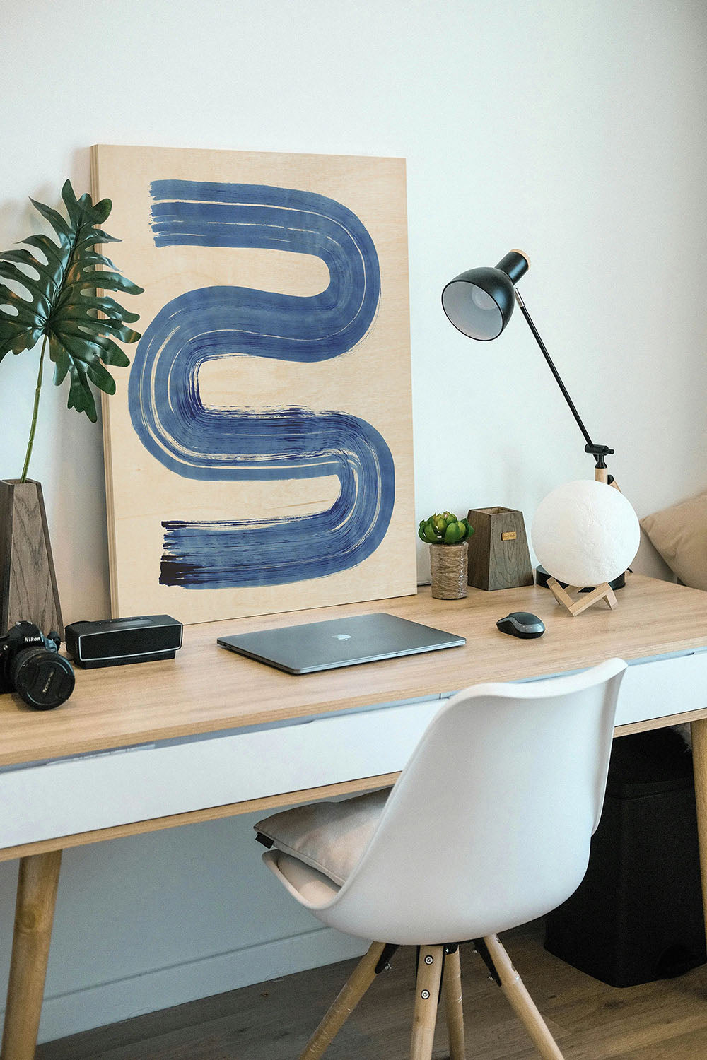 Blue Swish II Wood Art Print - Oakavia