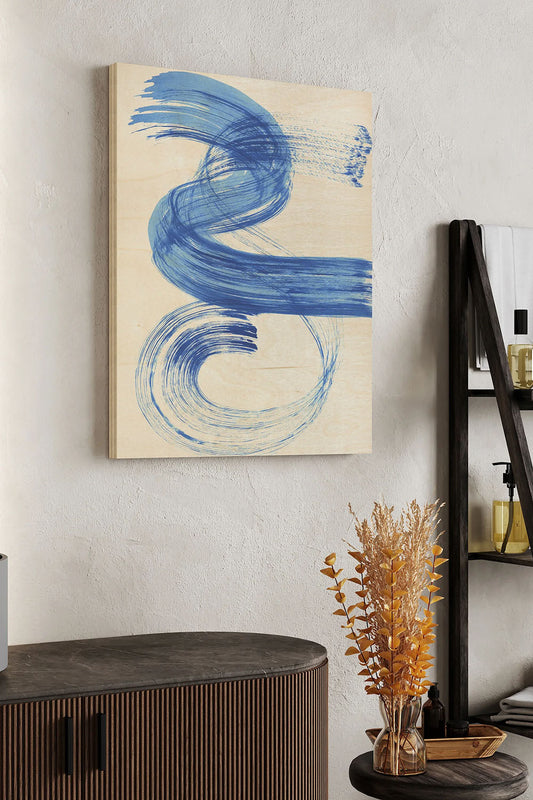 Blue Swish III Wood Art Print - Oakavia