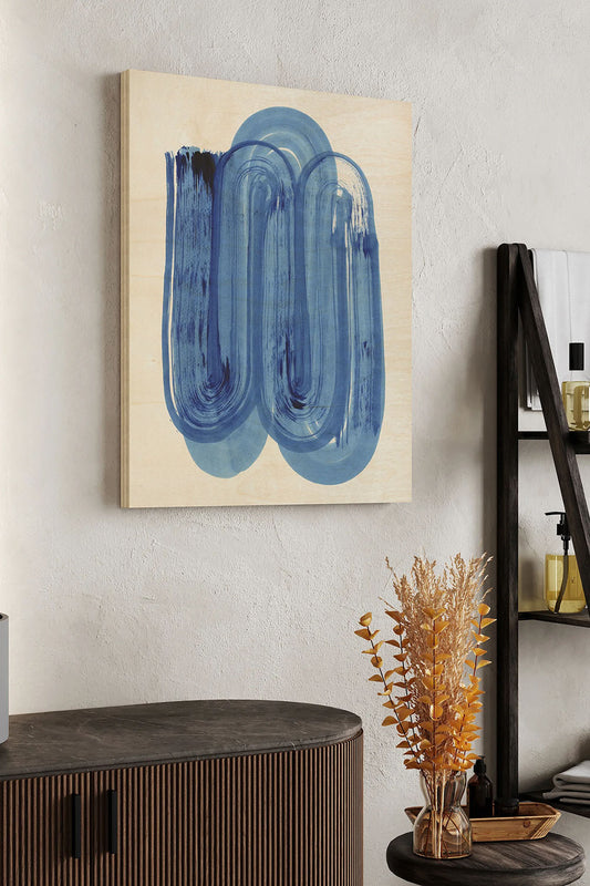 Blue Swish IV Wood Art Print - Oakavia