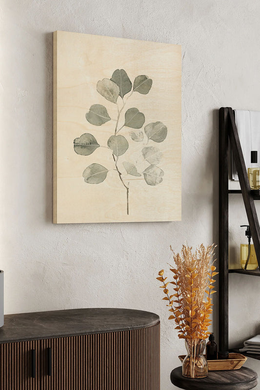 Delicate Sage Botanical I Wood Art Print - Oakavia
