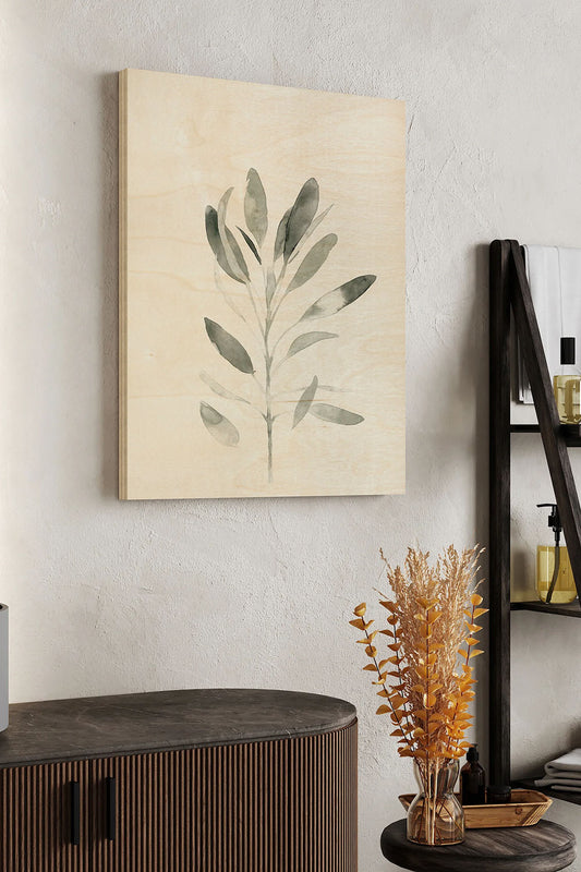 Delicate Sage Botanical II Wood Art Print - Oakavia