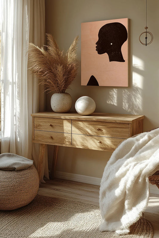 Pink Silhouette I Wood Art Print - Oakavia