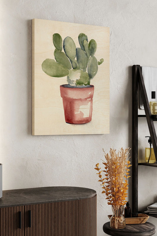 Potted Succulent I Wood Art Print - Oakavia