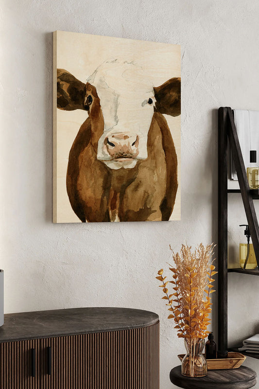 Cow Gaze II Wood Art Print - Oakavia