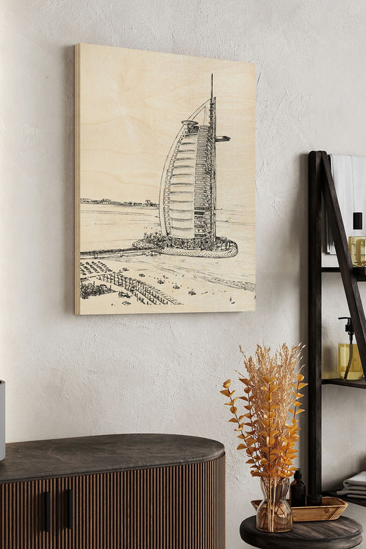 Dubai in Black & White I Wood Art Print - Oakavia