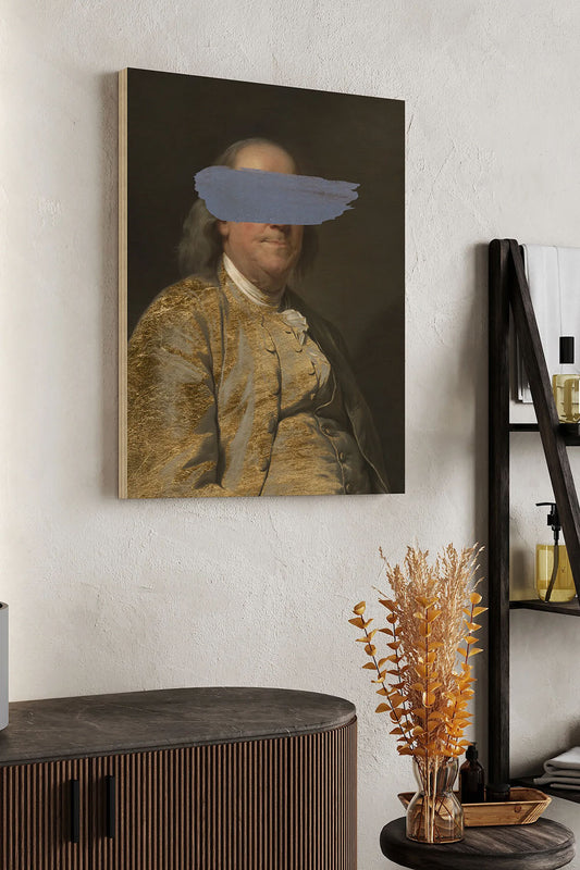 Masked Franklin Wood Art Print - Oakavia