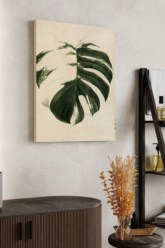 Variegated Monstera II Wood Art Print - Oakavia