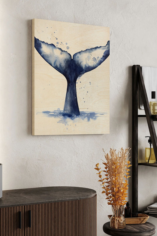 Whale Wave I Wood Art Print - Oakavia